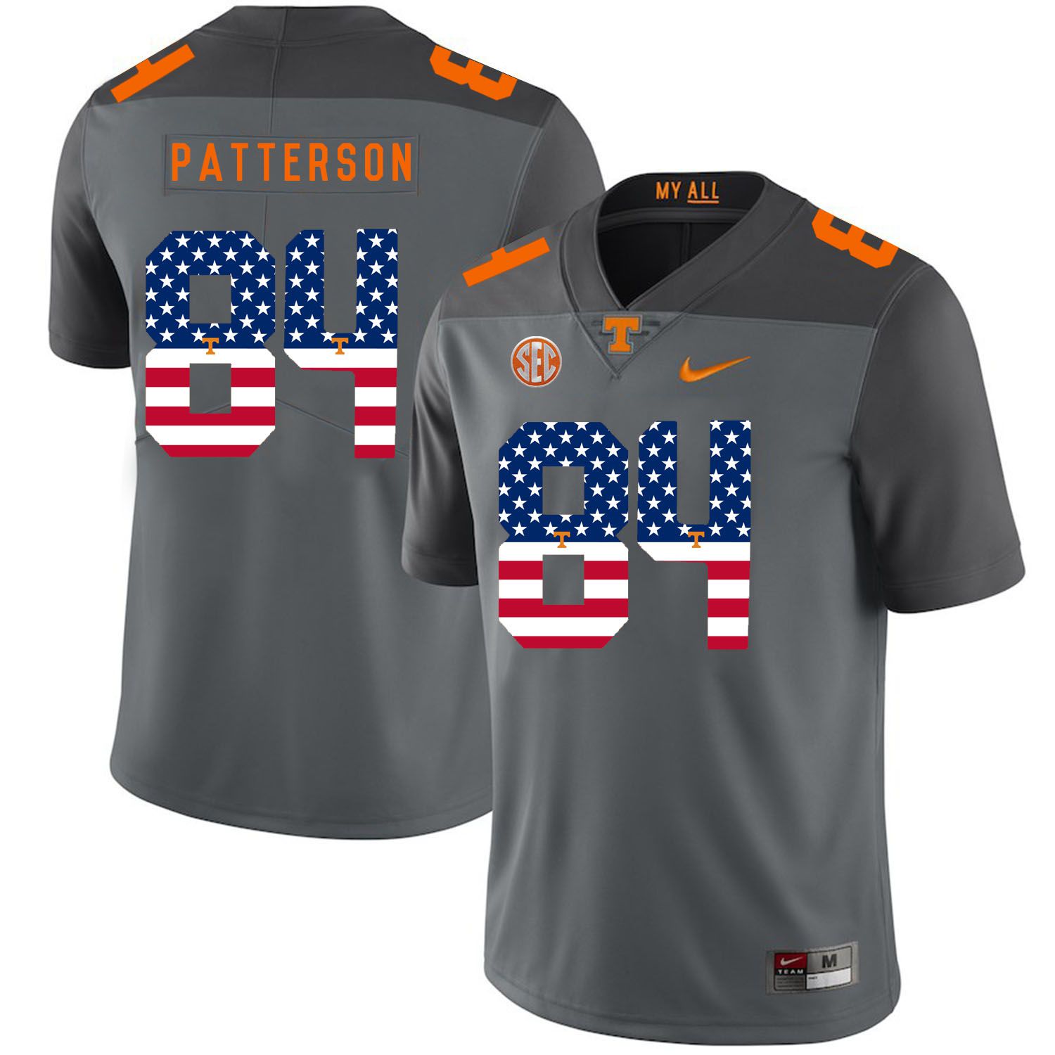 Men Tennessee Volunteers #84 Patterson Grey Flag Customized NCAA Jerseys